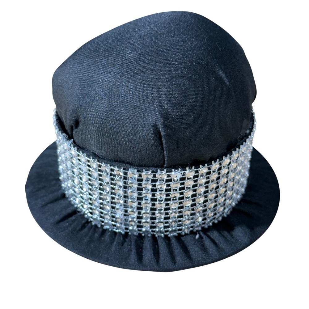 Handmade Black Top Hat Pin Cushion Rhinestone Band Sewing Decor